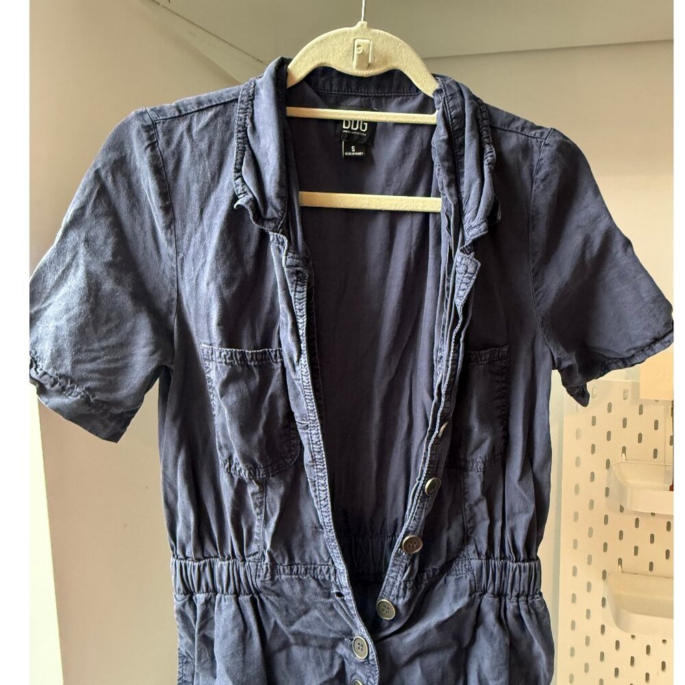 Urban Outfitters BDG Navy Blue Short Sleeve Button Down Jumpsuit
